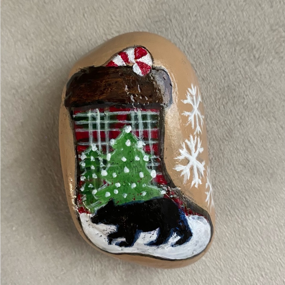 Hand Crafted Rock Art - Holiday Stocking